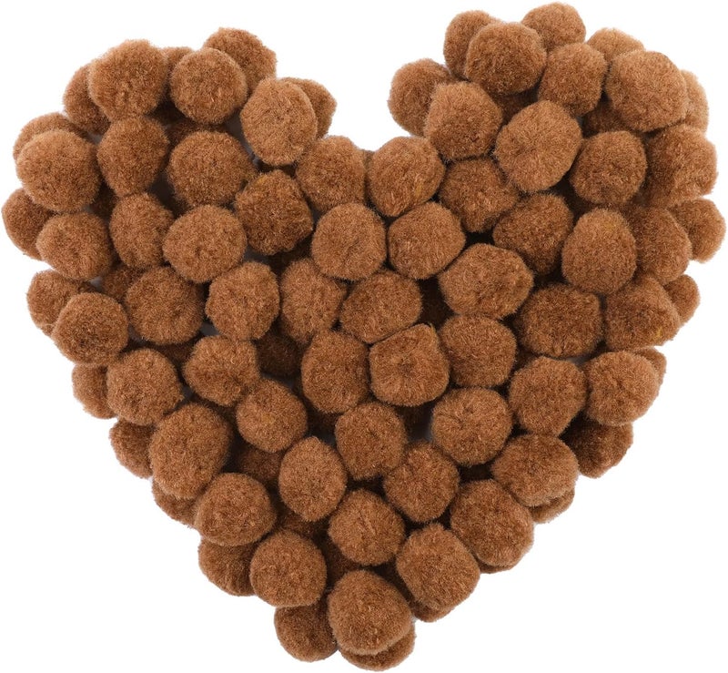 MORFEN 150 Pcs Light Brown Craft Pom Poms, 1 Inch Fuzzy Pompom Puff Balls for DIY Arts, Crafts Projects, Birthday Home Decorations - Image 1